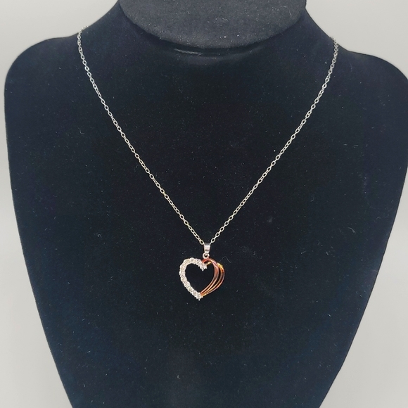 Diamond heart with tri color sterling Silver - Picture 2 of 5